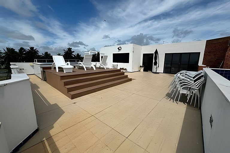 Cobertura beira mar piscina privativa, 5 quartos, ar condici