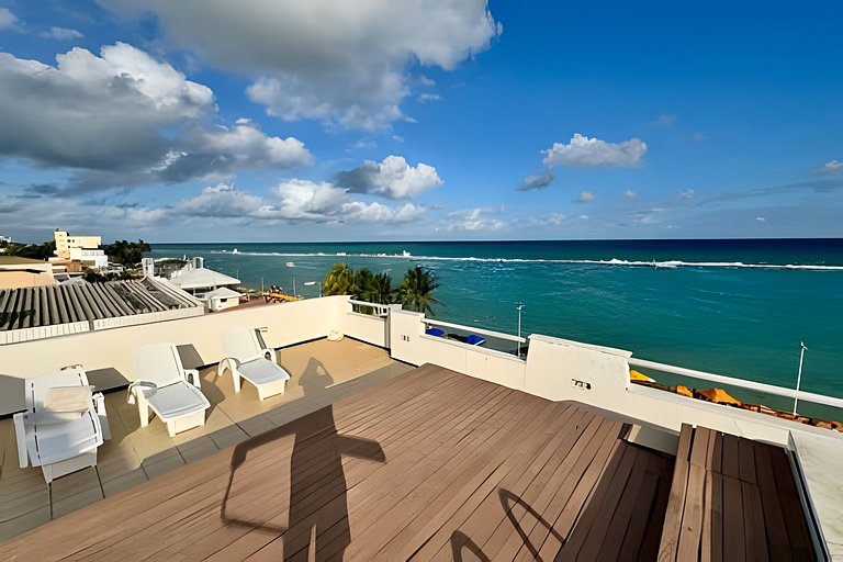 Cobertura beira mar piscina privativa, 5 quartos, ar condici