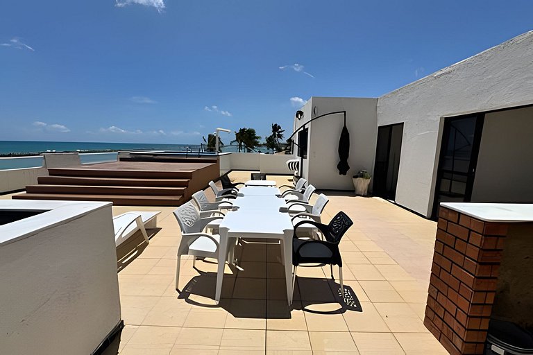 Cobertura beira mar piscina privativa, 5 quartos, ar condici