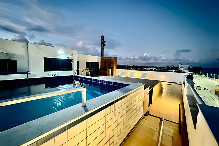 Cobertura beira mar piscina privativa, 5 quartos, ar condici