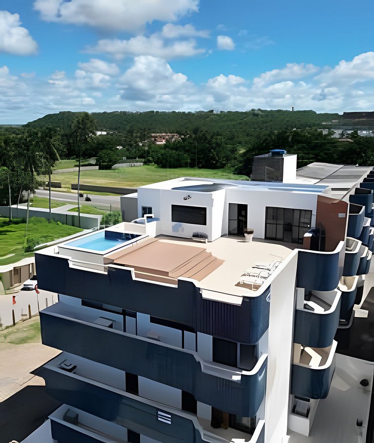 Cobertura beira mar piscina privativa, 5 quartos, ar condici